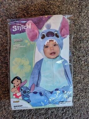 Disney Stitch Infant Blue Hooded Jumpsuit Costume